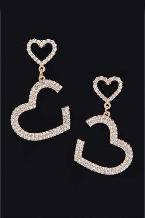 Rhinestone Heart Shape Dangle Earring