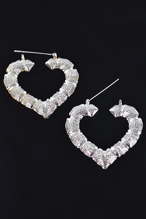 6CM Metal Bamboo Heart Shape Hoop Earring