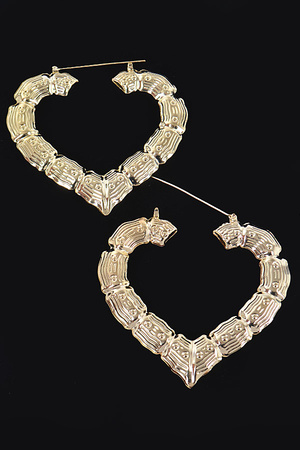 8CM Metal Bamboo Heart Shape Hoop Earring