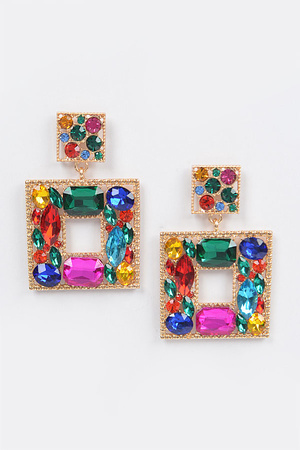 Double Square Bejeweled Earring