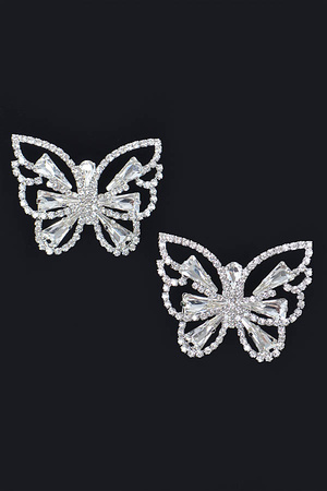 Butterfly Clear Rhinestone Gem Earrings