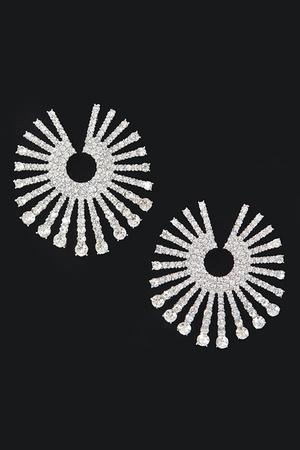Rhinestone Fan Circle Earrings