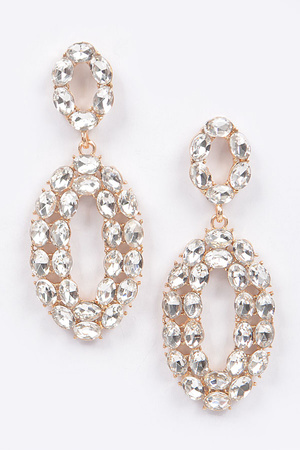Rhinestone Oval Daggle Earring