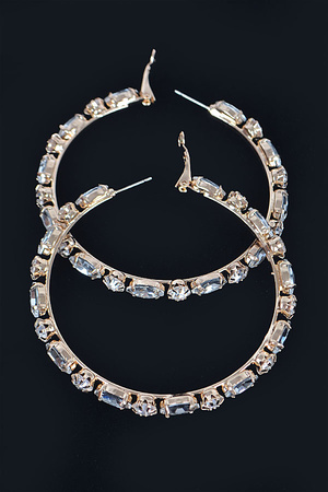 Multi Rhinestone Hoop Earring