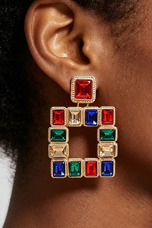 Rhinestone Square Earring