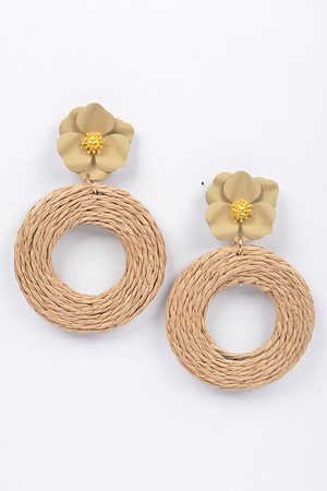 Metal Flower Straw Earring