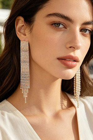 Rhinestone Fringe Earring