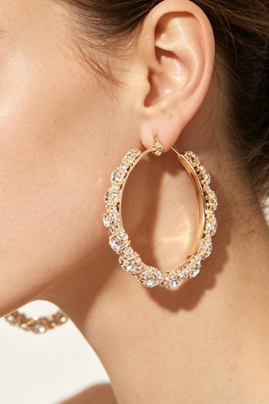 Multi Rhinestone Flower Hoop Earring
