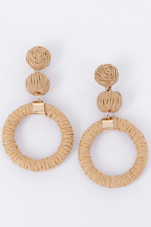 Round Faux Straw Earring