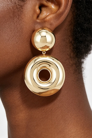 Two-Tier Domed Disc Drop Earrings