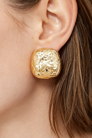 Hammered Dome Square Stud Earrings