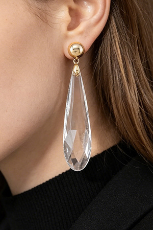 Faceted Teardrop Crystal Drop Earrings