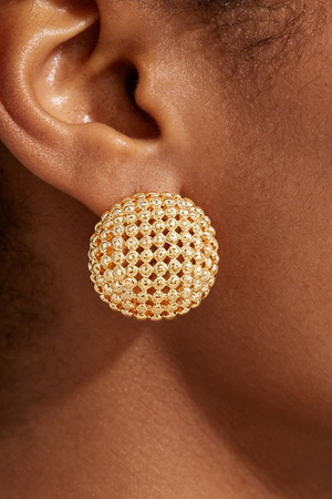 Beaded Mesh Dome Stud Earrings