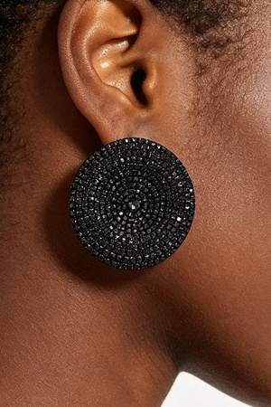 Full Pave Crystal Round Disc Stud Earrings