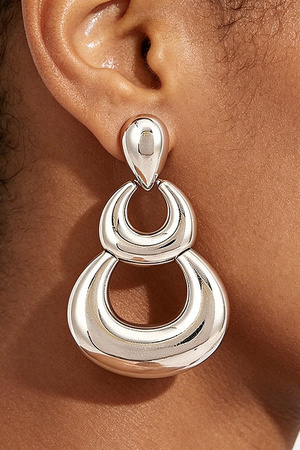 Layered Double Hoop Drop Earrings