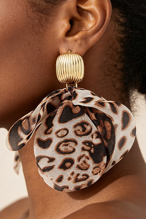 Leopard Fabric Petal Drop Earrings