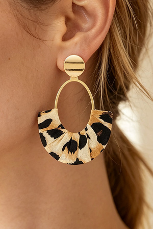 Leopard Pleated Fan Drop Earrings