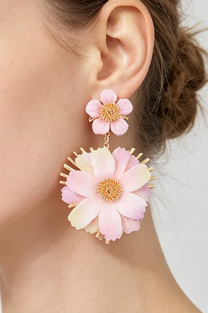 Dual Fabric Flower Drop Earrings
