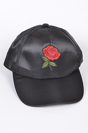 Flashy Cap With Charming Red Rose Detail