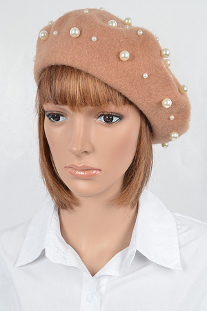 Fashionable Hat With Pearl Details.