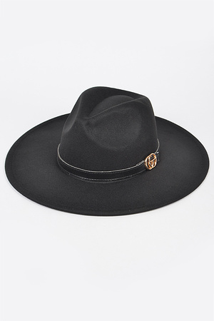 Faux Wool Trimed Fedora Hat.