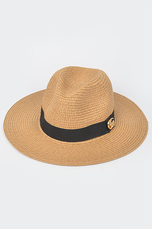 Faux Straw Fedora Hat.
