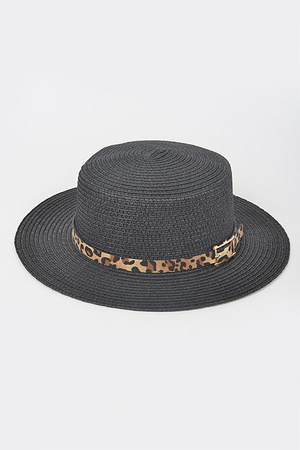 Faux Straw Hat W/Leo Band