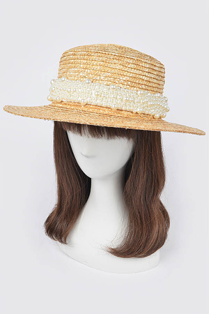 Natural Straw Hat W/Pearl Ban