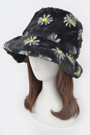 Daisy Fur Bucket Hat