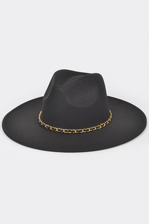 Faux Wool Chain Fedora Hat