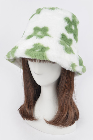 Faux Fur Printed Bucket Hat