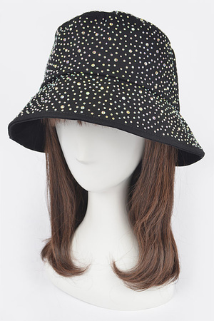 Shinny Acrylic Stone Hot Fix Cotton Bucket Hat