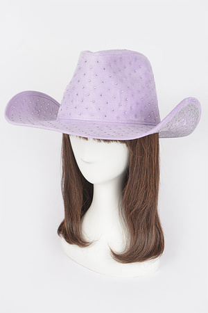 Faux Wool Full Hot Fix Rhinestone Cowboy Hat