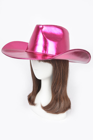 Metallic Faux Leather Cowboy Hat