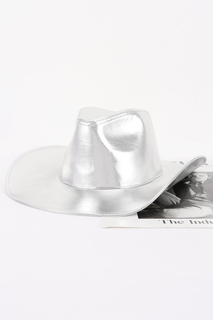 Metallic Faux Leather Cowboy Hat