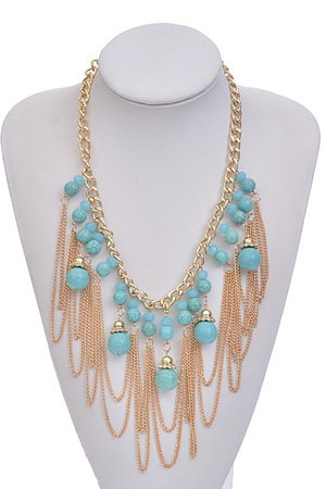Chains and Turquoise Stones Necklace