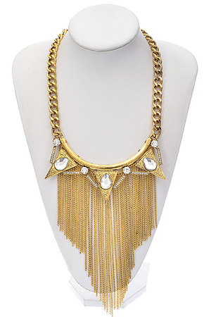 Spiky Jewel Statement Chain Drop Necklace