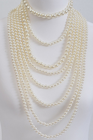 Formal Multi Layer Faux Pearl Necklace