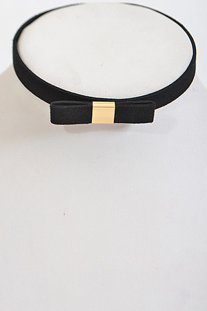 Simple Thin Choker Necklace With Bow
