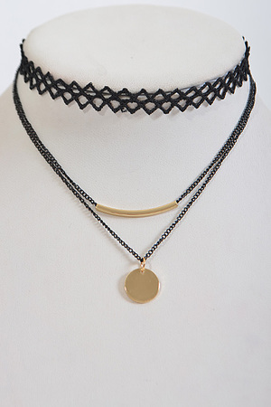 Triangle Patterned Multi Layer Choker Necklace