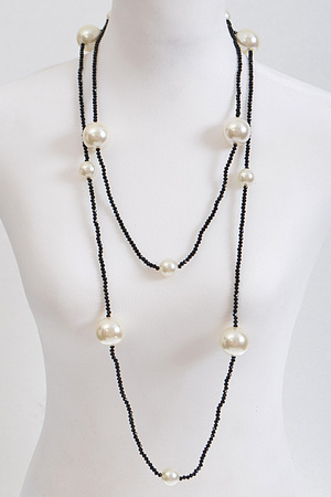 Thin Drop Necklace With Faux Pearl