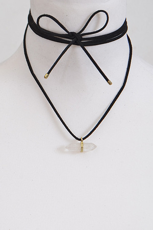 Simple Thin Choker Necklace With Stone