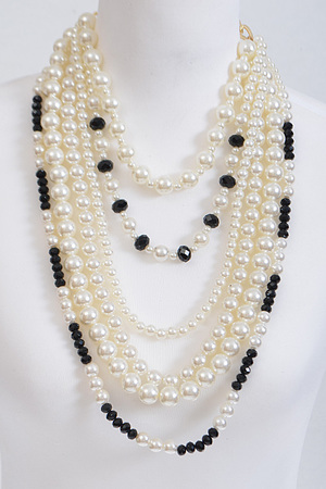 Faux Pearl Multi Toned Statement Necklace