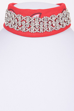 Elegant Rhinestone Bandana Choker Necklace.