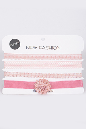 Girly Pink Choker Necklace Set