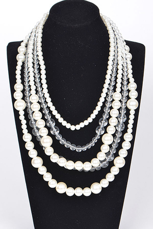 Multi Layer Oversize Pearl Beaded Necklace