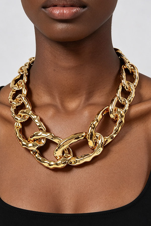 Hammered Link Chain Necklace