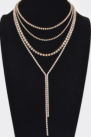 Multi-Layered Rhinestone Long Necklace