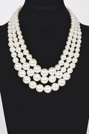 FAUX PEARL MULTI LAYERED NECKLACE