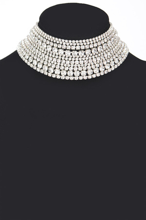 Multi Rhinestone Layered Choker
